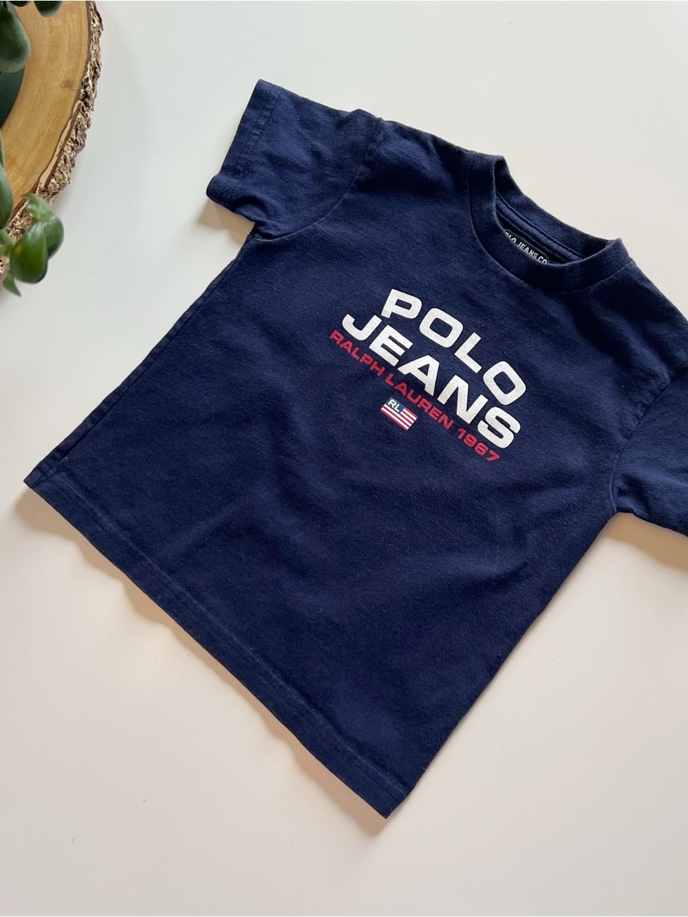 Vintage Polo Jeans Ralph Lauren Navy Blue Kids T-Shirt | 3T